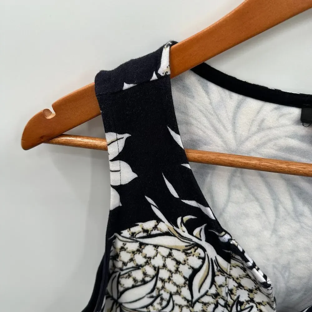 Talbots Navy Pineapple Print Cotton Split Neck Dress // S - Picture 4 of 7